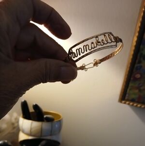 Vintage Gold Square Wire Name Bracelet Handmade ~ ANNABELL ~